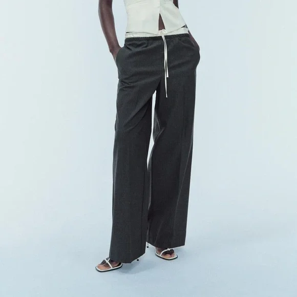 Zara Wide Leg Tie Trousers - Picture 1 of 5